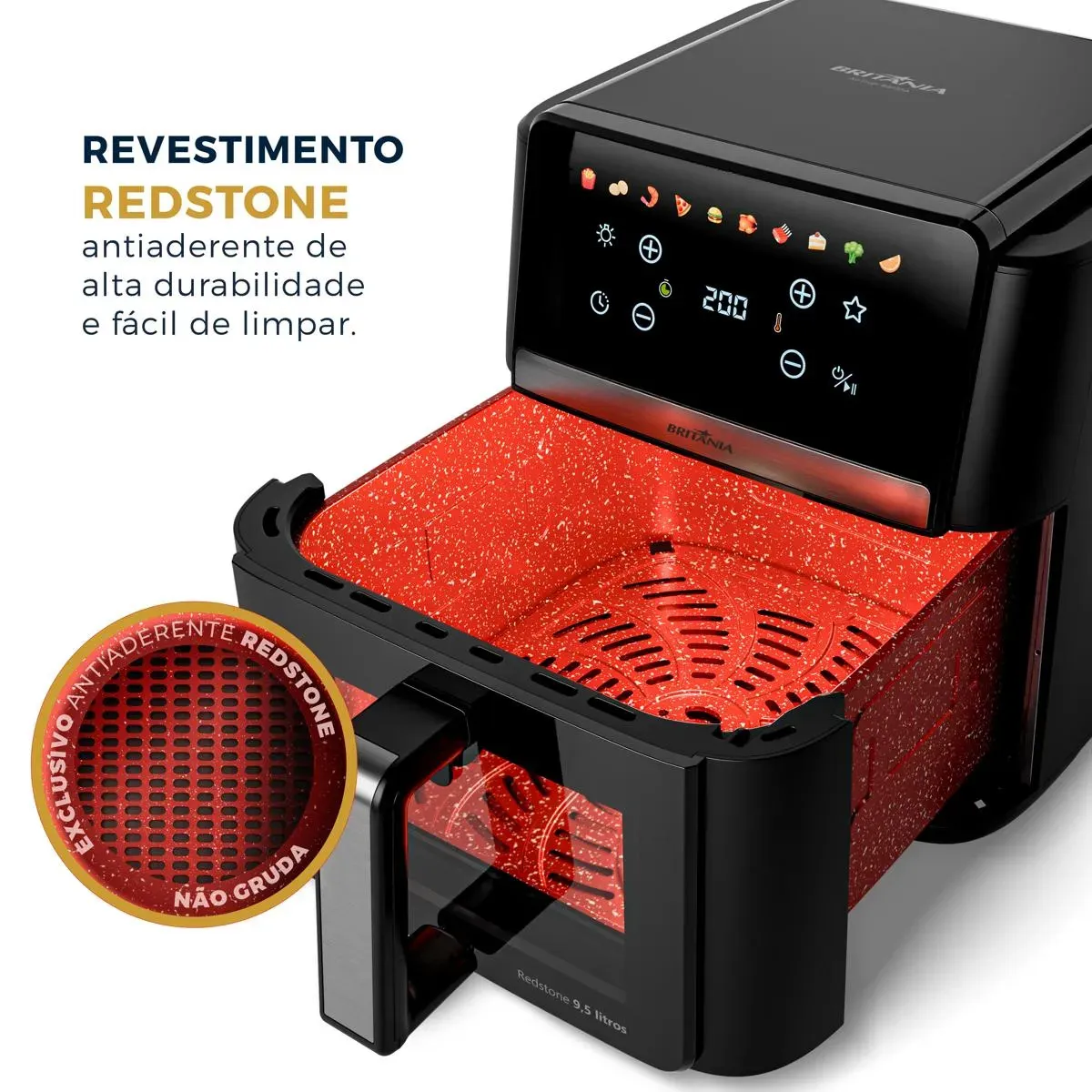 Air Fryer Britânia 9,5l Painel Digital 1800w Baf95a