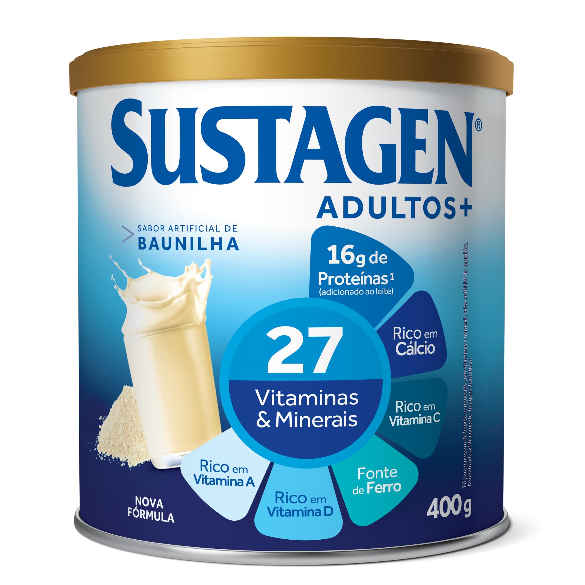 Complemento Alimentar Sustagen N&E Adultos+, Sabor Baunilha, 400g