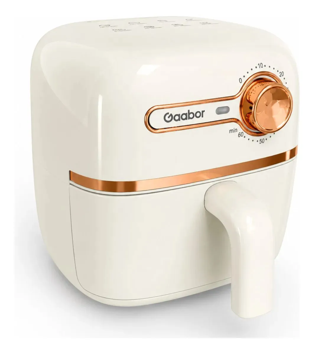 Mini Air Fryer Gaabor Fritadeira Elétrica S/ Óleo 1,4l 900w Cor Off-white E Rose Gold