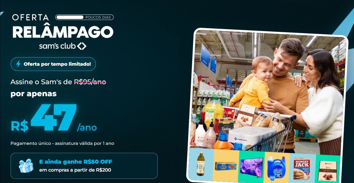50% de desconto na anuidade do Sam's Club