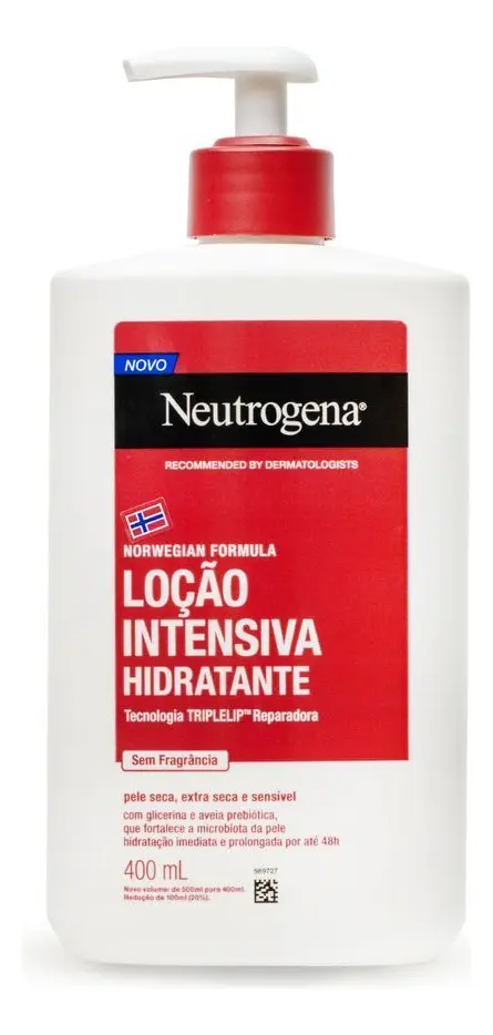 Hidratante Corporal Intensivo Neutrogena Norwegian sem fragrância, 400mL