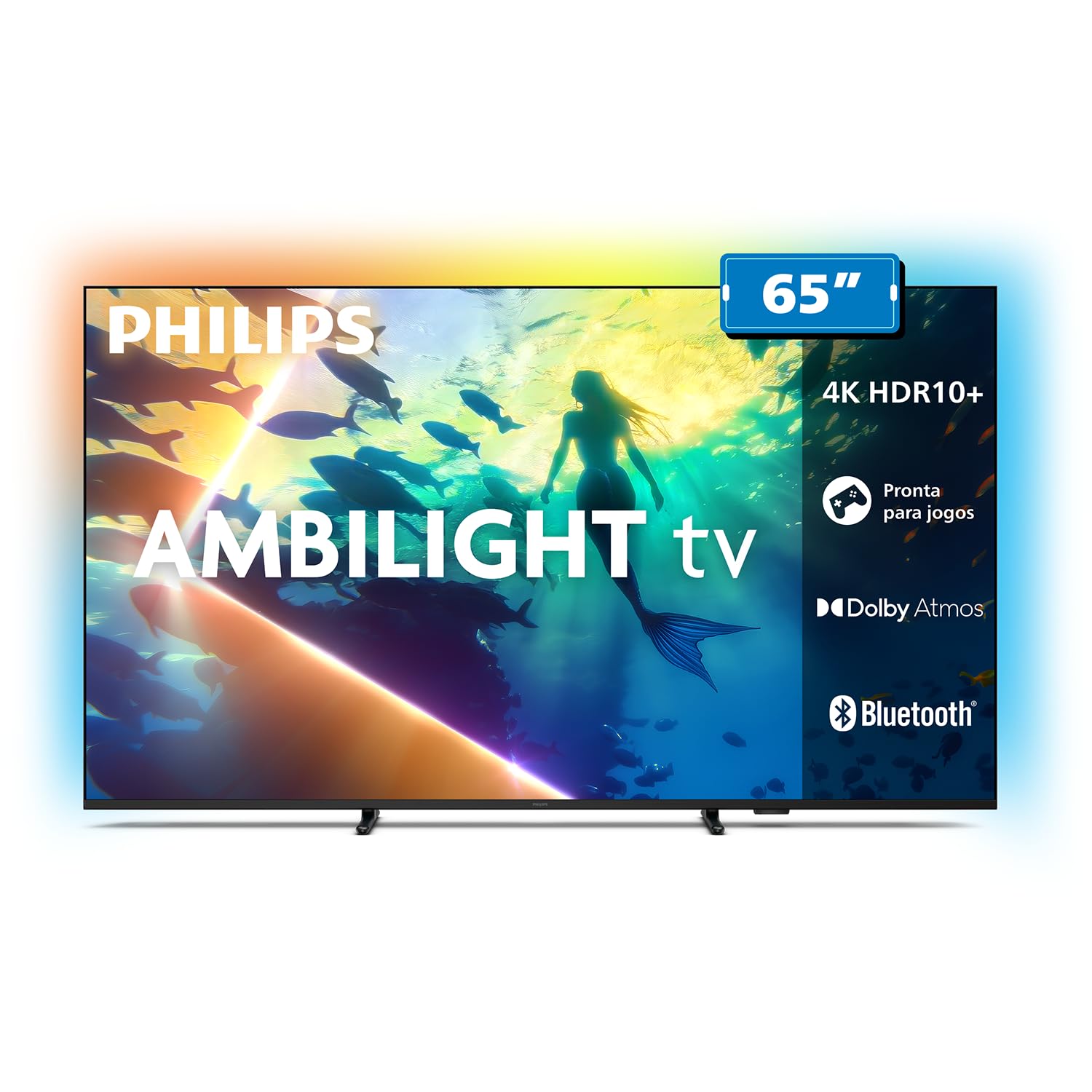 PHILIPS, Smart TV Ambilight 65' 4K, Titan OS, 65PUG8100/78, Comando de Voz, HDR10+/Dolby Atmos, VRR/ALLM, Bluetooth