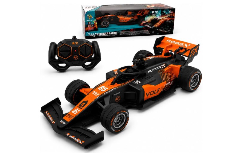 Carrinho Fórmula Racing Controle Remoto Recarregável com Efeito de Fumaça, Cabo USB para Recarga, Design Esportivo, Controle Sem Fio, Brinquedo F 1 (Laranja)