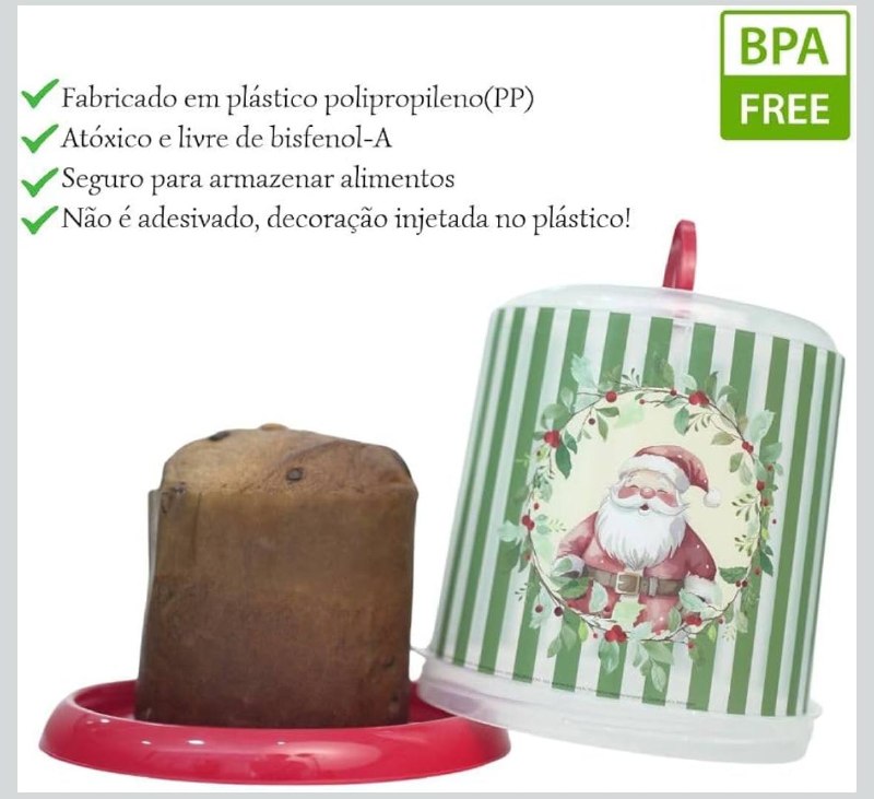 Plasútil Porta Panetone Chocotone Plástico Natal Papai Noel