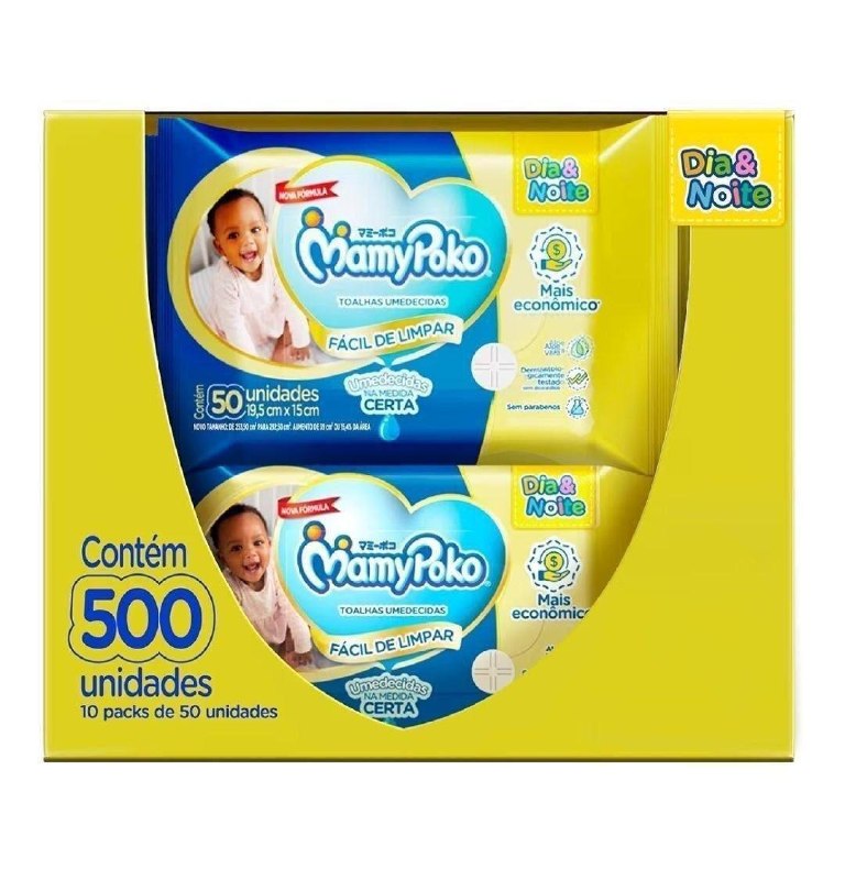 MamyPoko Lenços Umedecidos Dia&Noite 500 Unidades