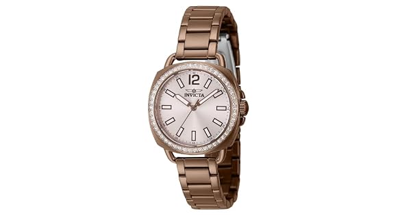 Invicta Relógio feminino de quartzo de aço inoxidável 32 mm, Marrom, Tendência