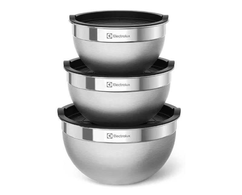 Conjunto Bowls de Inox Electrolux c/ Tampa Plástica 3 Pçs