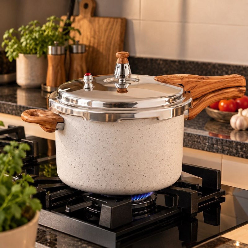 Panela de Pressão Creme 4,2L Indução 4 Válvulas