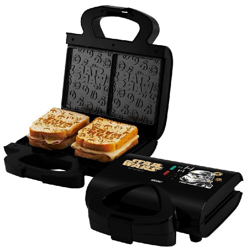 Sanduicheira Elétrica Mallory Star Wars Empire Plates – Superfície Antiaderente, Luzes LED, Alça com Toque Frio, Trava de Segurança - 127V