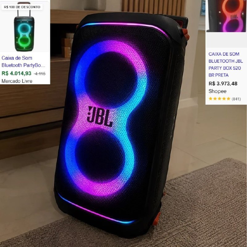JBL PartyBox 520, Caixa de Som Bluetooth com Show de Luzes - Preto