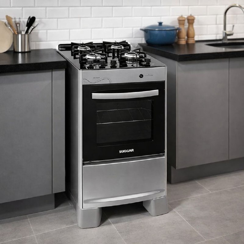 Fogão De Piso 4 Bocas Mesa Vidro Neo Glass Suggar FGVNG410PRIX Bivolt