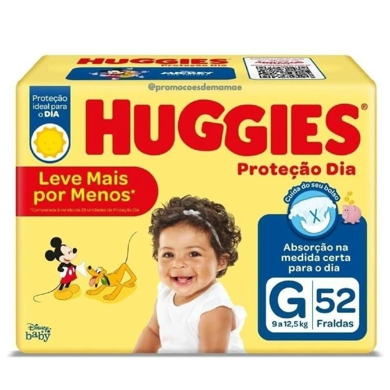 Fralda Huggies Proteção Dia Tam. G - 52 unidades