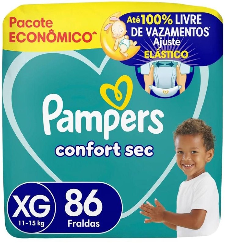 Fralda Pampers Confort Sec Tamanho XG, 86 Unidades