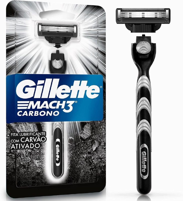 Gillette Mach3 Carbono Aparelho de Barbear com Carvão Ativado 1 Unidade