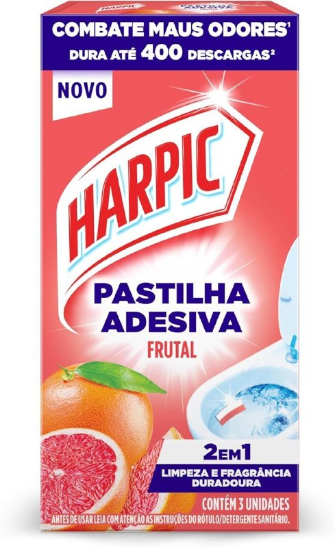 Harpic Detergente Sanitário Pastilha Adesiva Frutal 3 Unidades