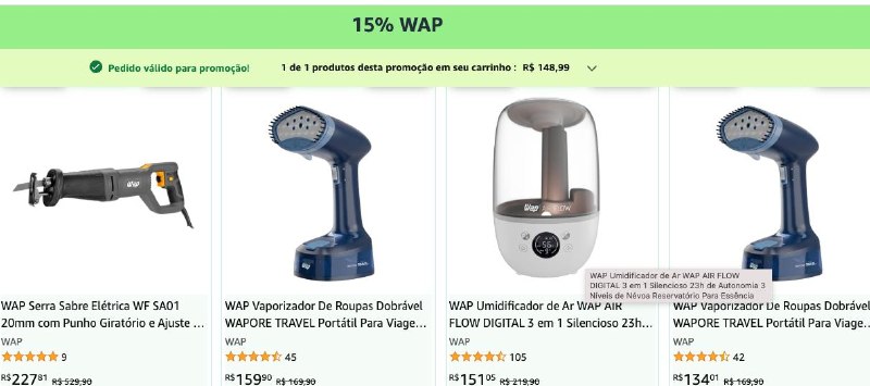 Cupom Amazon: 15% WAP