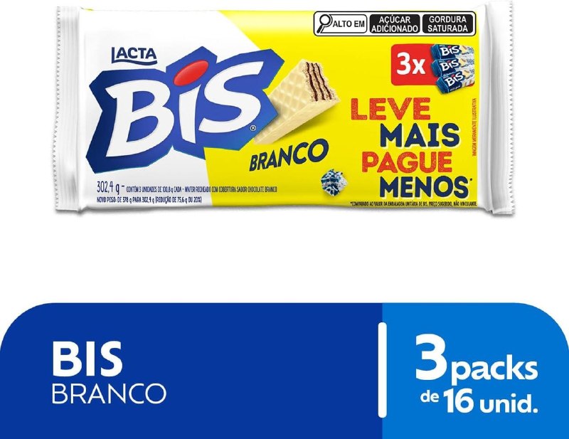 Lacta Bis Laka - Chocolate Branco Kit 3 Unidades 100,8g