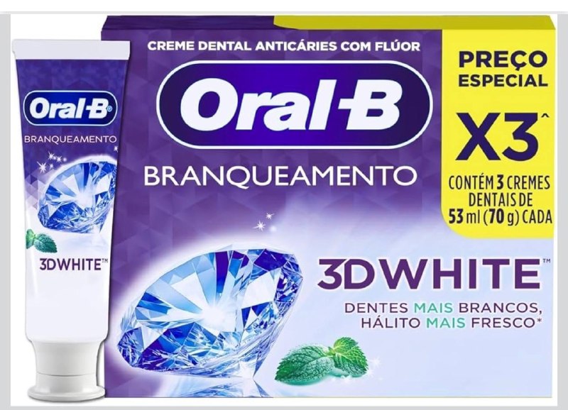 Oral-B Pasta de Dente 3D White Brilliant Fresh, 3 Unidades de 70 g