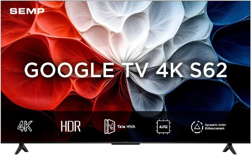 Smart TV Semp 43 Polegadas LED HVA 4K S62 WiFi Bluetooth Google TV 3 HDMI HDR10+ Dolby Audio 43S62