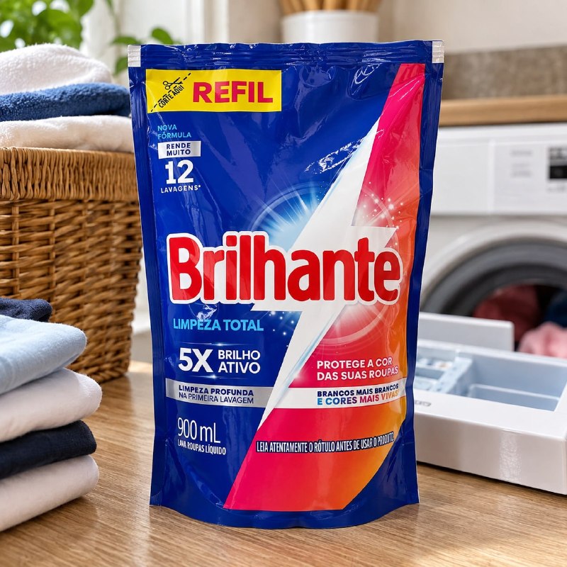 Brilhante Sabão Liquido Limpeza Total Refil 900 Ml