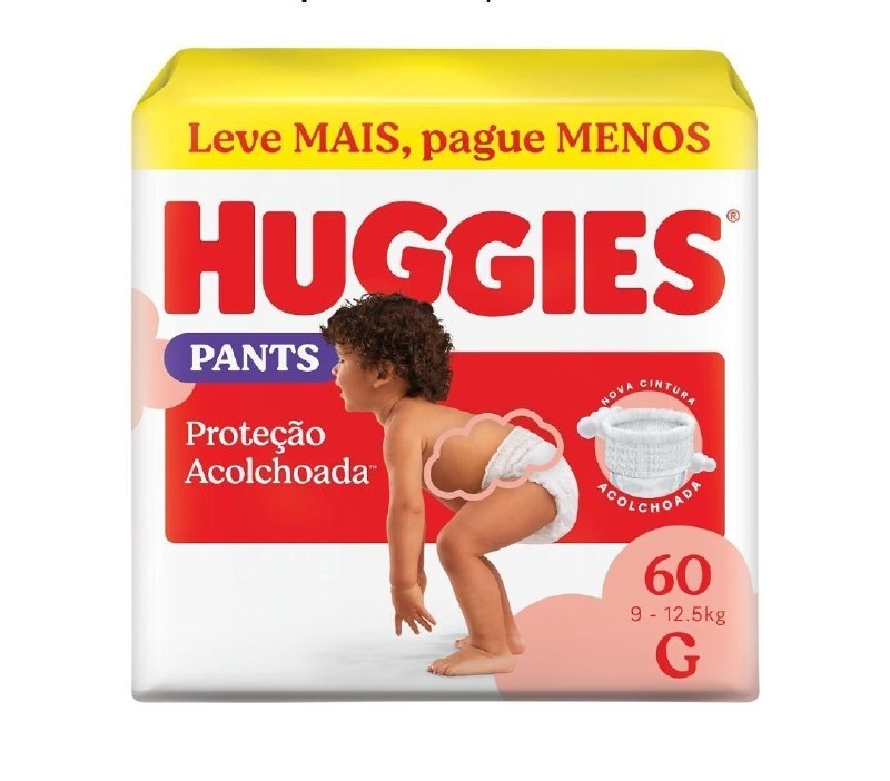 Fralda Pants Huggies Supreme Care, Tamanho G, 9-12,5 kg, 60 Unidades, Estilo Roupinha com Cintura Acolchoada