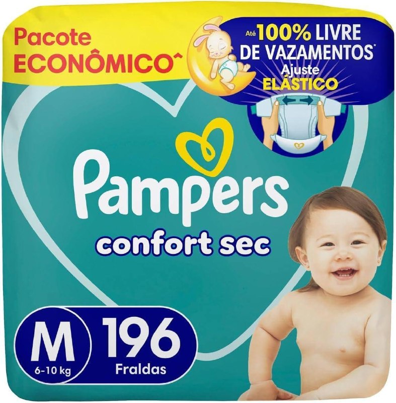 Fralda Pampers Confort Sec Tamanho M 196 Unidades