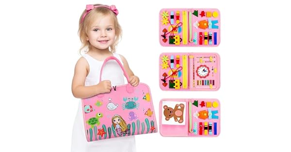 Placa de Montessori Sensorial para Crianças Brinquedo Educativo (Rosa)
