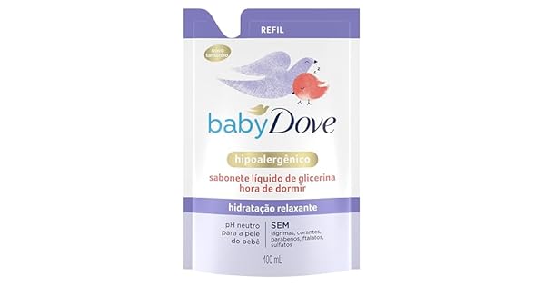 Dove Baby Sabonete Líquido de Glicerina Hidratação Relaxante Hora de Dormir 400ml Refil