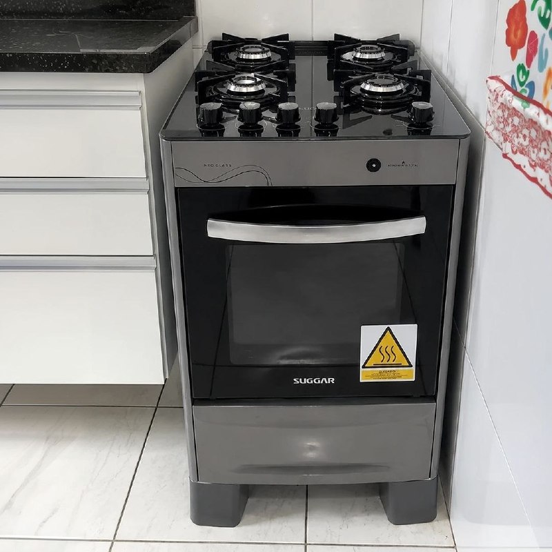 Fogão De Piso 4 Bocas Mesa Vidro Neo Glass Suggar FGVNG410PRIX Bivolt