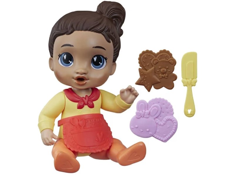 Baby Alive Boneca Bebê Confeiteira Gigi Giggles Morena com Avental e Acessórios de Cozinha