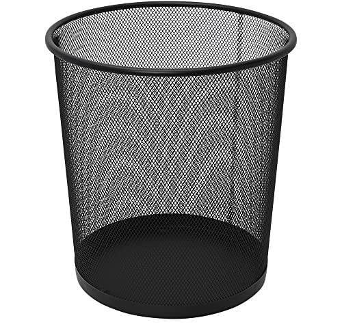 Mimo Style Lixeira para Escritório Tela Black, 26x28cm de Metal, Cor Preto Cesto com Grade de Metal Ideal para Escritórios e Quartos, Descarte Papeis e Embalagens Facilmente, Com Capacidade para 12L