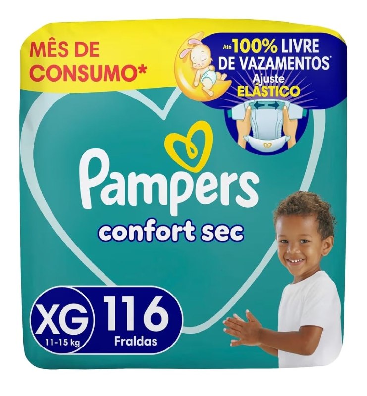 Fralda Pampers Confort Sec Tamanho XG 116 Unidades