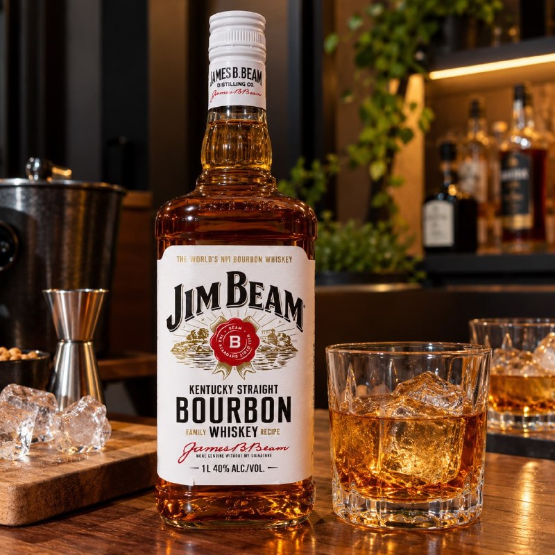 Bourbon Whiskey Jim Beam White 1L