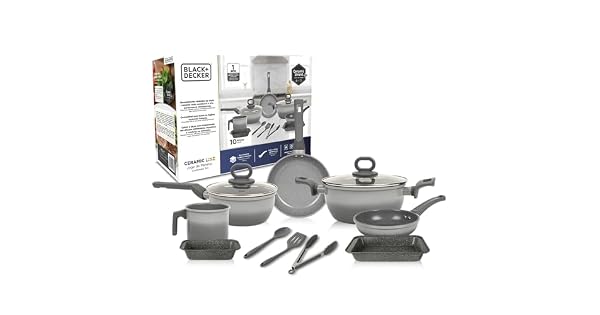 Jogo de Panelas BLACK DECKER 10 Peças Ceramic Line - Cinza Gradiente