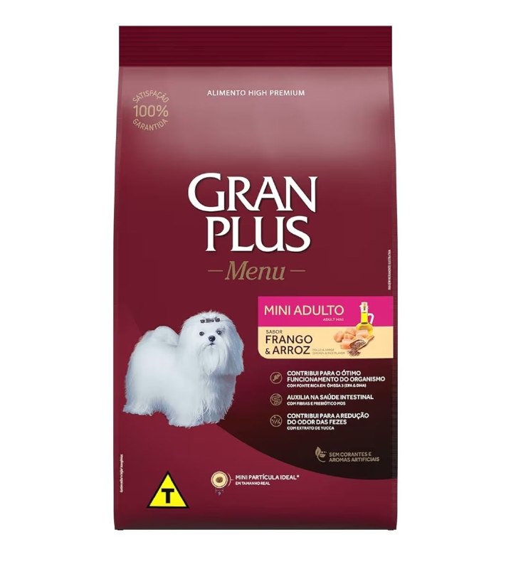 Gran Plus - Ração para Cães Adultos Mini Menu Frango e Arroz 15 kg, roxo
