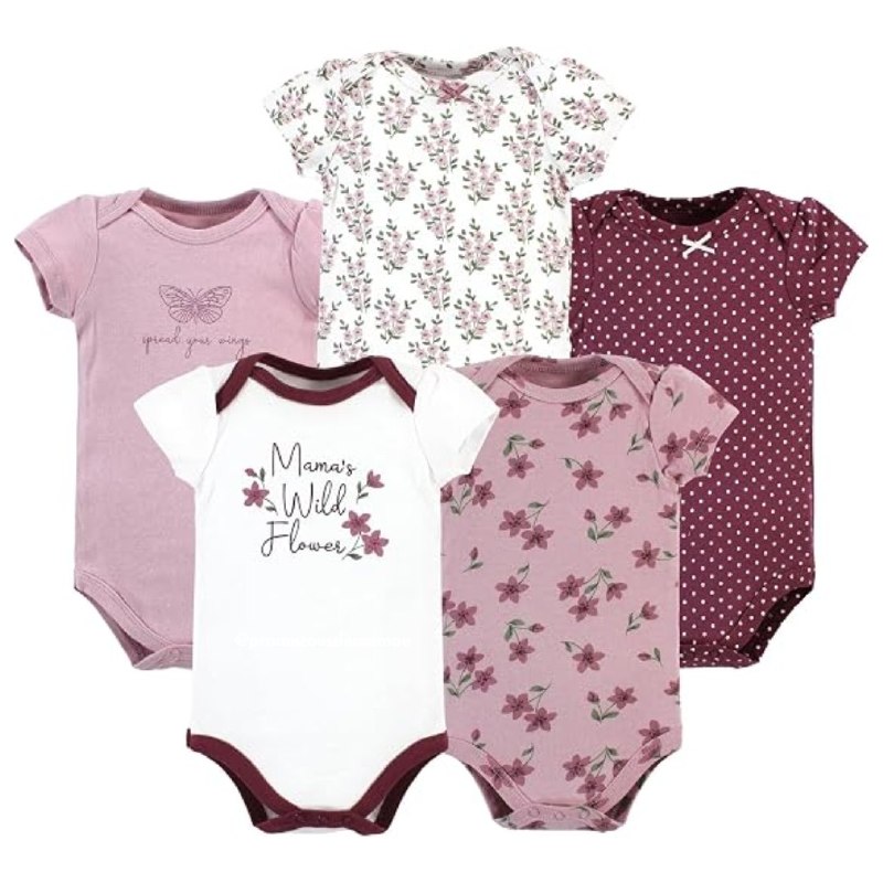 Kit com 5 Bodies Manga Curta Hudson Baby em Algodão para Bebê