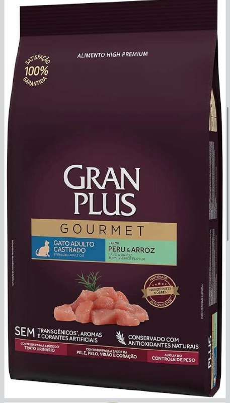 Gran Plus Ração Para Gatos Castrados Gourmet Peru 10 1Kg