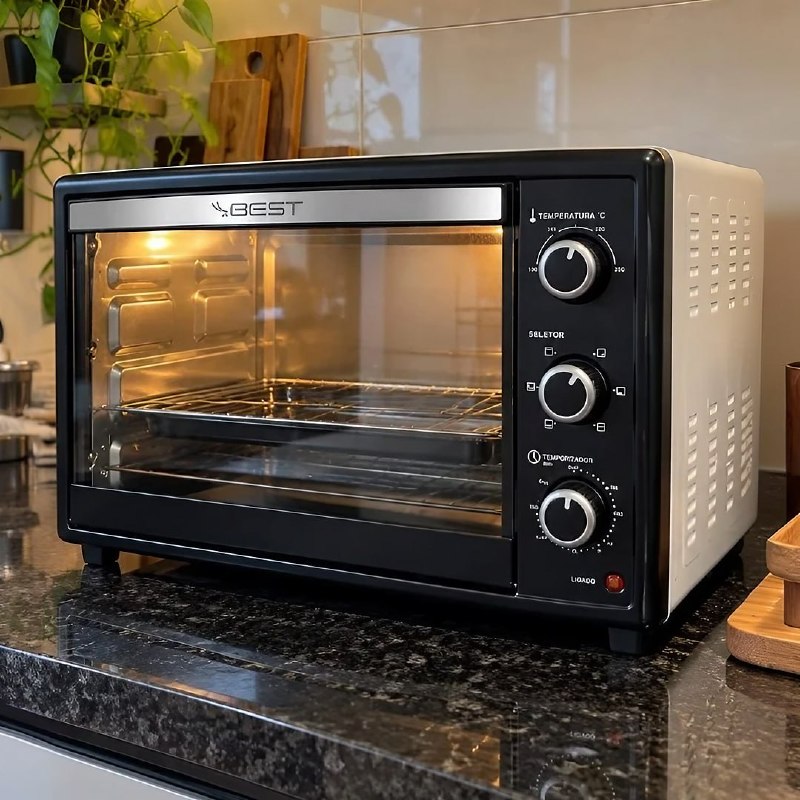 BEST Forno Elétrico 50L Preto/Branco 1800W 220V