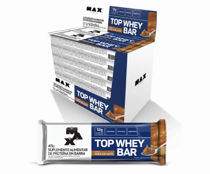 Max Titanium Top Whey Bar 12 Unidades De 41G (Doce De Leite)