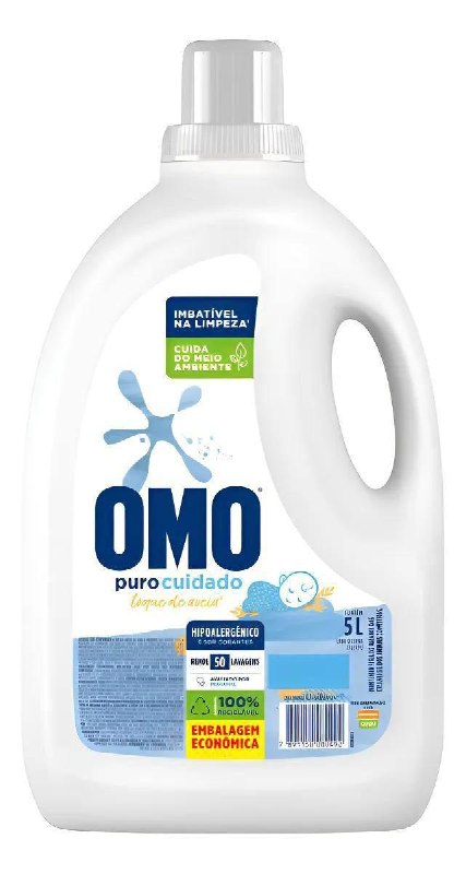 Omo Sabão Líquido Puro Cuidado 5L - Tampa pode Variar