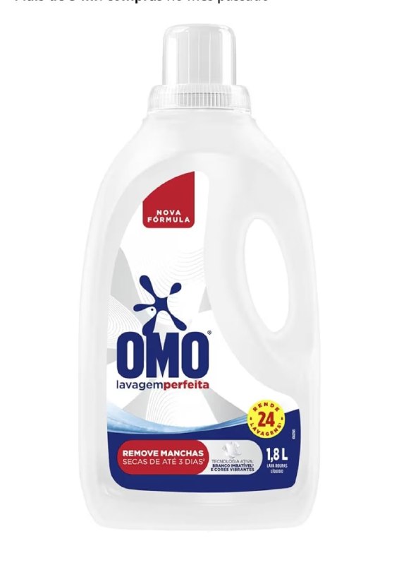 Lava-Roupas Líquido Omo Lavagem Perfeita Frasco 1,8l