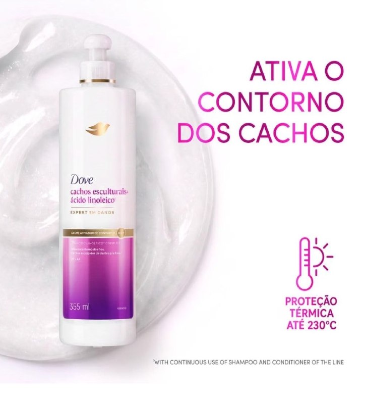 Dove Ativador de Cachos Creme Cachos Esculturais + Ácido Linoleico 355ml