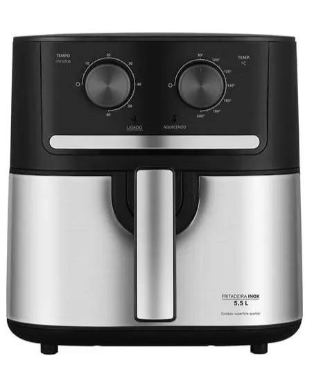 Fritadeira Air Fryer 5,5L Cyclone Preto e Inox Midea