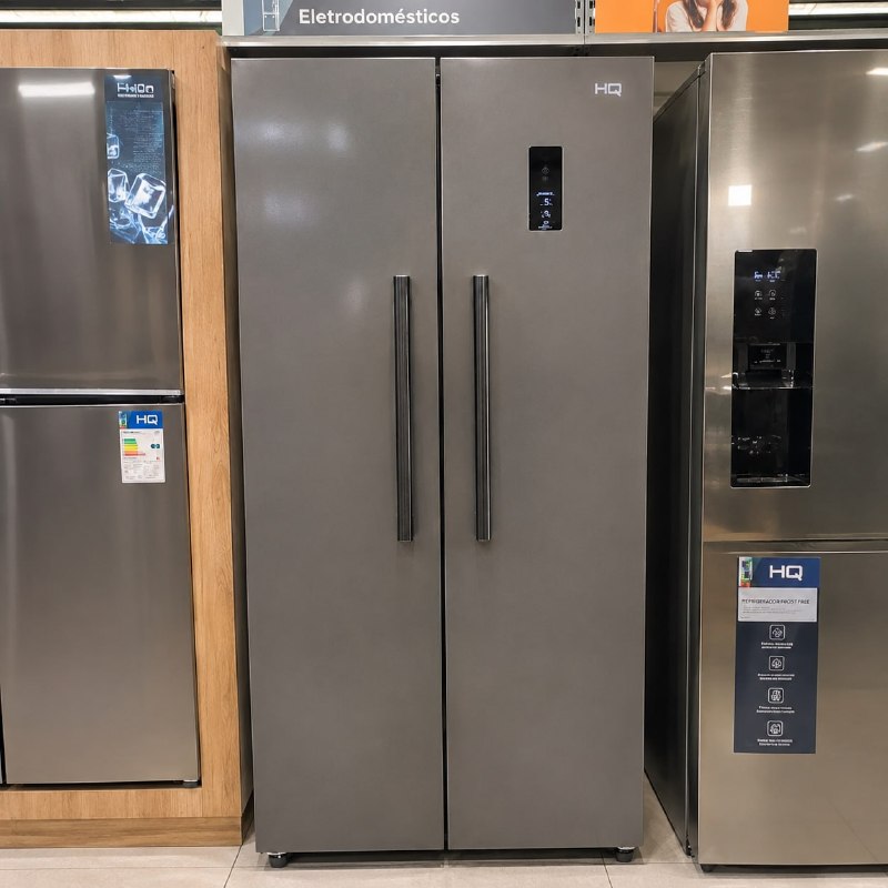 Geladeira HQ Frost Free Side By Side 460L Cinza HQ-460SBSFF (220V)